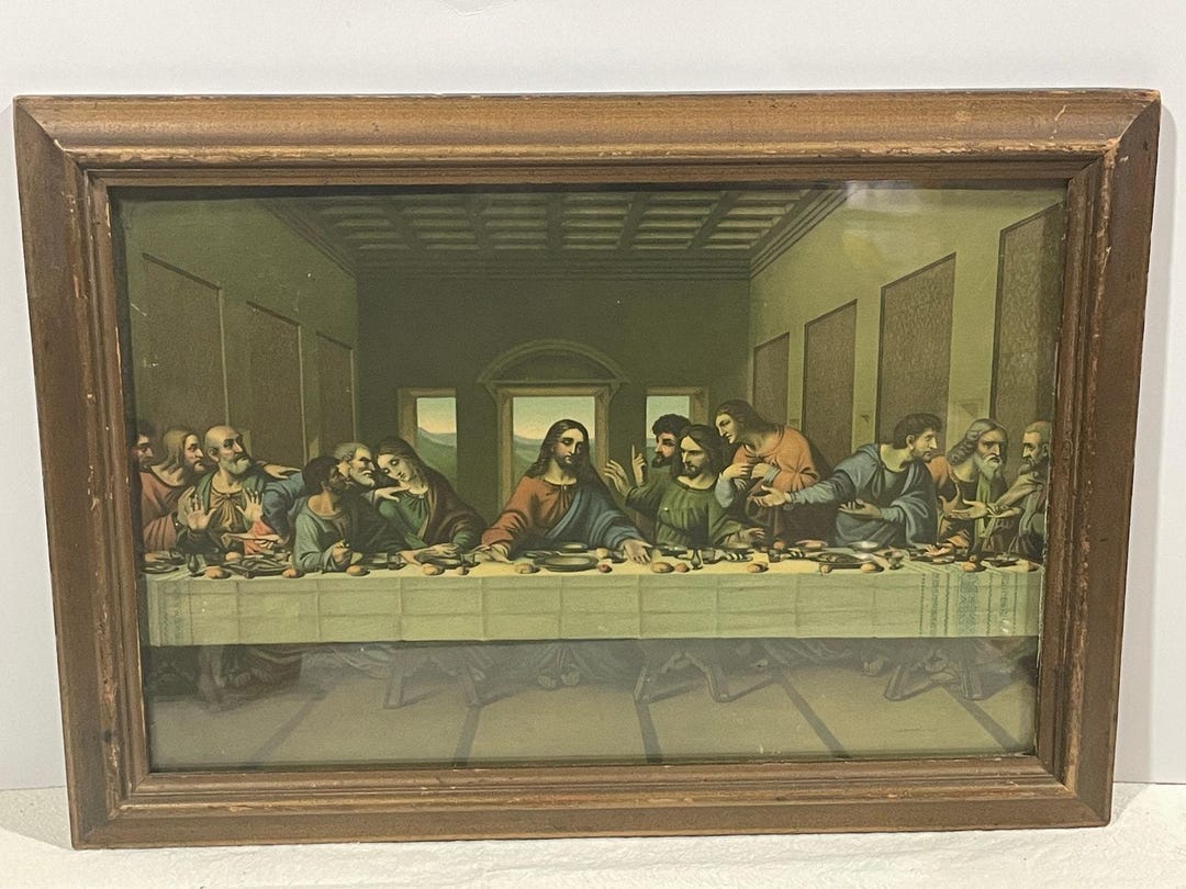 Vintage Framed the Last Supper Leonardo Da Vinci Litho Wood Frame - Etsy