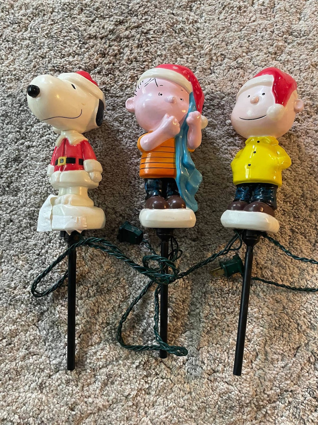 Peanuts Blow Mold Figures Lighted Xmas Yard Decor Snoopy Linus Etsy