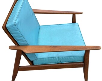 Vintage Mid-Century Armchair Lounge Chair Teak ? Danish ? Blue Turquoise MCM