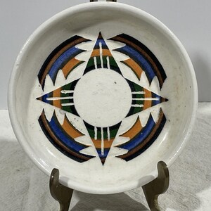 Vintage Sioux Pottery Swift Eagle Signed Hand Painted Native American Bowl
