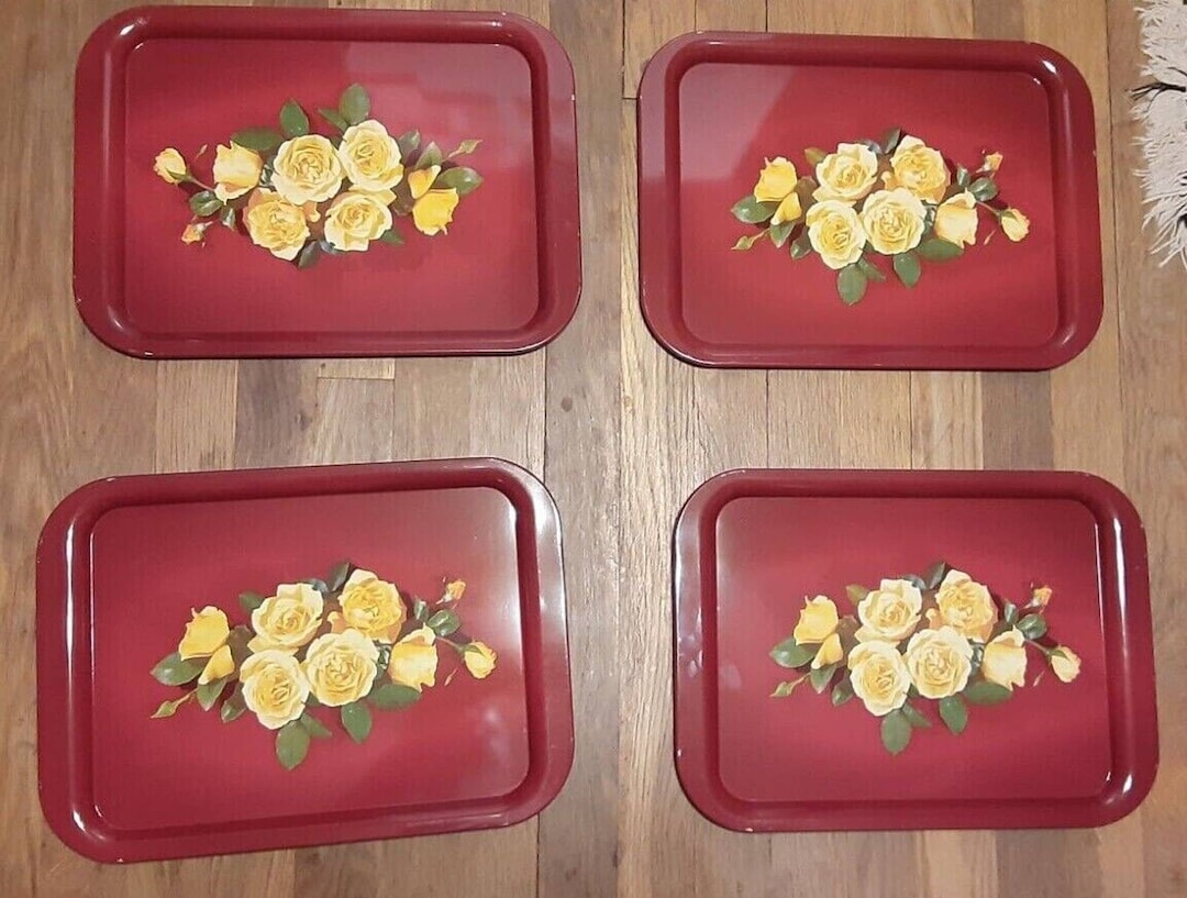 4 X Vintage Metal TV Lap Tray Luncheon 14 3/4 X 10 3/4 Red / Etsy