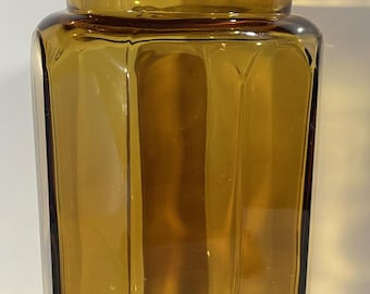 Vintage L.E. Smith Glass Moon and Stars Amber Lidded Canister - Etsy