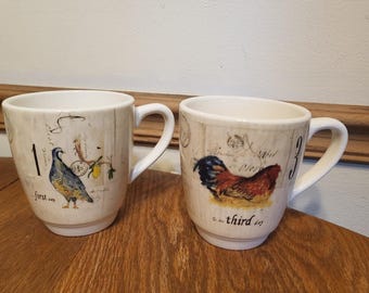 William Sonoma Twelve Days of Christmas Mugs 1-4 (2 Mugs)