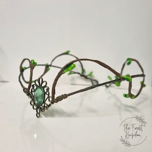 Green elven tiara - Forest elf crown - Fantasy headband for fairs, festivals, carnival -Fairy tiara, festival branch crown