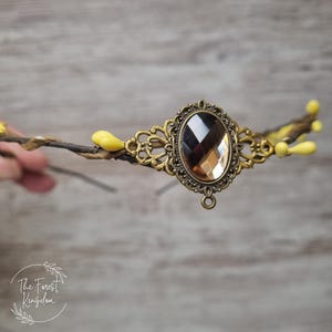 Gold Crown - Crystal goldish Tiara -  Yellow Branch Forest Crown - Folk Diadem,