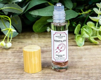 Crystal-Infused Fertility Essential Oil Roll-On Blend, Aromatherapy Balance