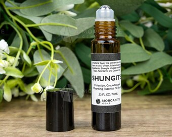 Shungite Infused Essential Oil Roll-On, Protection Grounding Cleansing Blend