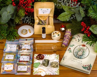 Yule Gift Box Set with Crystals, Candles & Ritual Items – Winter Solstice Altar | Sabbat Offering Box