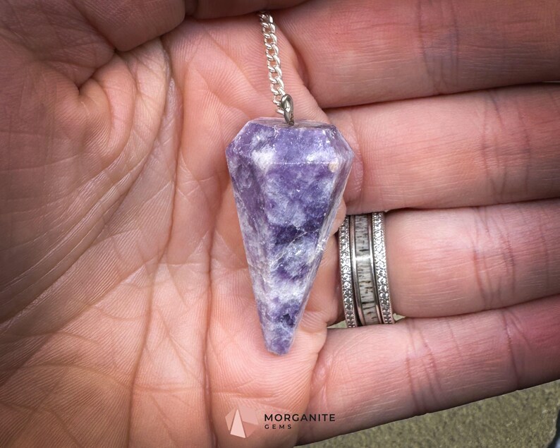 Lepidolite Crystal Pendulum for Stress Relief Peace & Emotional Balance - Metaphysical Crystals