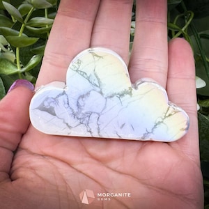 Aura Howlite Cloud Carving (2&quot;–3&quot;) | Self-Standing | Calming & Clarity | Info Card Included