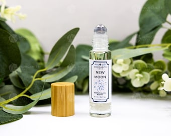 New Moon Essential Oil Roll-On: Crystal-Infused Aromatherapy Blend