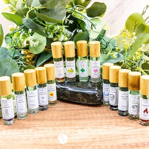 Intention Essential Oil, Crystal Infused Roll On, Crystal Filled Essential Oil Roller Balls, Abundance, Protection, Good Luck, Love, Home
