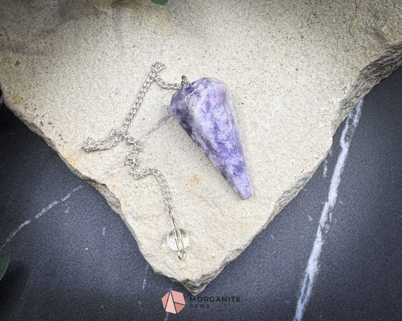 Lepidolite Crystal Pendulum for Stress Relief Peace & Emotional Balance - Metaphysical Crystals