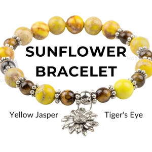 Sunflower Bracelet | Sunflower Charm Jewelry | Laughter Bracelet | Happiness Bracelet | Energy Bracelet | Bracelet for Joy | Sunflower Jewel