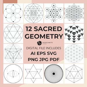 Sacred Geometry Vector Pack | Minimalistic Geometric Linework SVG Bundle for Tattoos, Crafting & Design