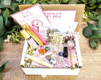 Fertility Ritual Box, Spell Kit, Crystals, Candle, Essential Oil Blend