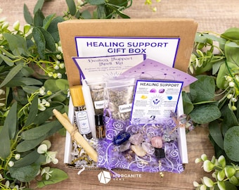 Healing Crystal Gift Box: Intention Ritual Kit, Essential Oil Blend