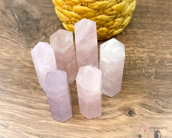 Natural Rose Quartz Tower Obelisk Point Wand Crystal Energy