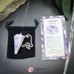 Lepidolite Crystal Pendulum for Stress Relief Peace & Emotional Balance - Metaphysical Crystals