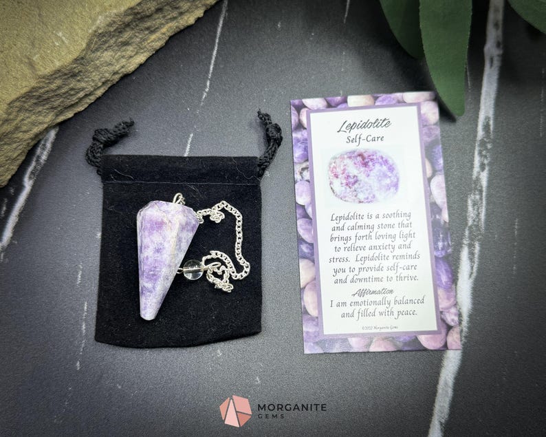 Lepidolite Crystal Pendulum for Stress Relief Peace & Emotional Balance - Metaphysical Crystals