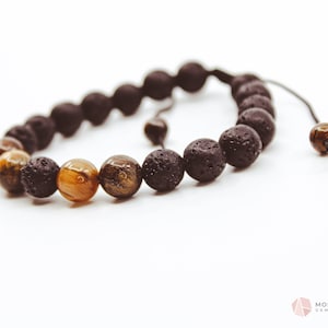 TIGERS EYE LAVA Pärlarmband, Eterisk Oljediffusor, Aromaterapi, Justerbar, Stresslindring För Män