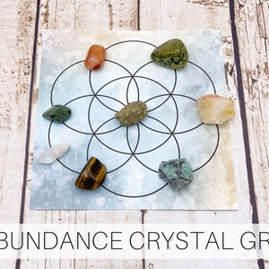CRYSTAL GRID, PROSPERITY Crystals, Abundance Crystals, Beautifully Gemstone Energy Manifesting Geometric Pattern Crystal Grid Gift Set