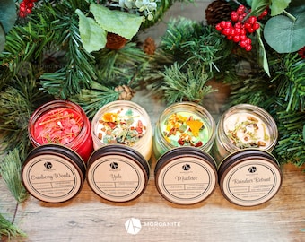 Holiday Candle Hand Poured Soy Christmas Candles Scented Yule Mistletoe Eggnog Mulled Wine Holiday Decor