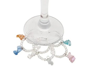 WINE CHARMS SET, Wine Glass Markers, Wine Jewelry, Minimalist Gemstone Simple Wine Glass Charms Unique Glass Markers