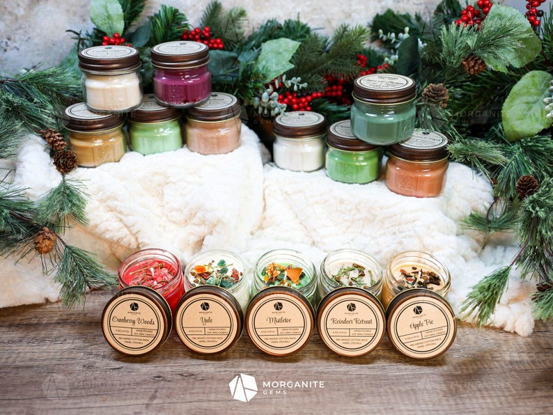 Christmas Candles, Holiday Candles, Yule Candles, Scented Holiday Candles, Hand Poured, Soy Candles, Mistletoe, Eggnog, Mulled Wine