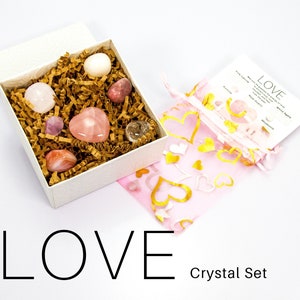 Ensemble de cristaux d&#39;amour | Coffret cadeau cristaux d&#39;amour pour la Saint-Valentin | Cristaux de guérison pour l&#39;amour | Cadeaux uniques pour les proches
