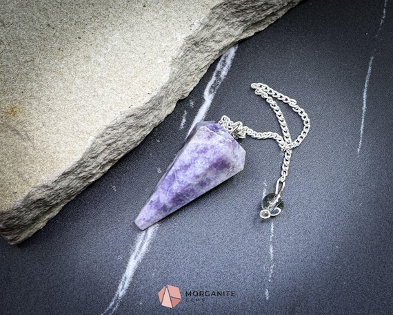 Lepidolite Pendulum for Stress Relief, Emotional Balance & Peaceful Energy Healing Tool Gift