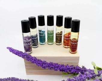7 Chakra Roll On Essential Oil Blend | Aromatherapy Roll On | Chakra Gift | Align your Chakras | Charged with Crystals | 10ml Infused Crysta