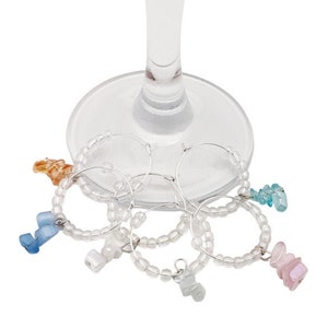 Glass Markers Set - Unique Wine Charms, Minimalist Gemstone Drink Identifiers, Wine Glass Jewelry for Easy Party Coordination