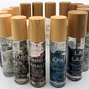 Crystal Infused Roll On Blend | Essential Oil Gemstone Roller Bottles for Natural Aromatherapy & Wellness Gifts