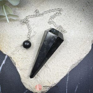 Black Obsidian Pendulum for Protection, Grounding Energy Clearing - Black Crystal Divination Tool for Spiritual Healing & Meditation