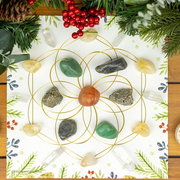 Yule Crystal Grid Set | Crystals for Yule | Yule Crystals | Yule Ritual | Winter Solstice Crystals | Yule Gift