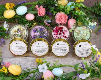 Crystal Infused Spring Candles, Floral Spring Scents, Ostara Candle