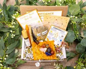Kit de Presente para Aumentar a Confiança: Cristais, Kit de Feitiços e Óleo Essencial