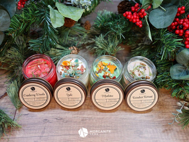 Christmas Candles, Holiday Candles, Yule Candles, Scented Holiday Candles, Hand Poured, Soy Candles, Mistletoe, Eggnog, Mulled Wine