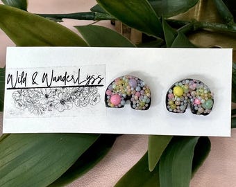 Pastel Love Wins Bubble Studs | Handmade Polymer Clay