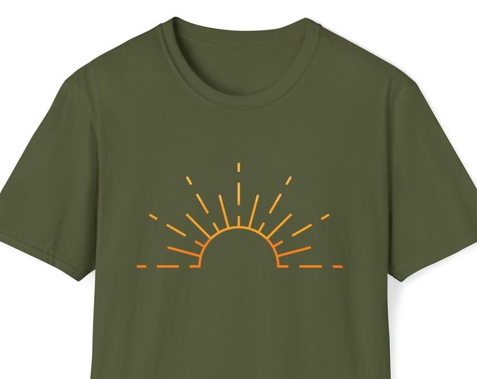 Minimalist Sun Shirt, Hiking Shirt, Aesthetic T-Shirt, Gift for Adventurers, Simple Sun Tee 002