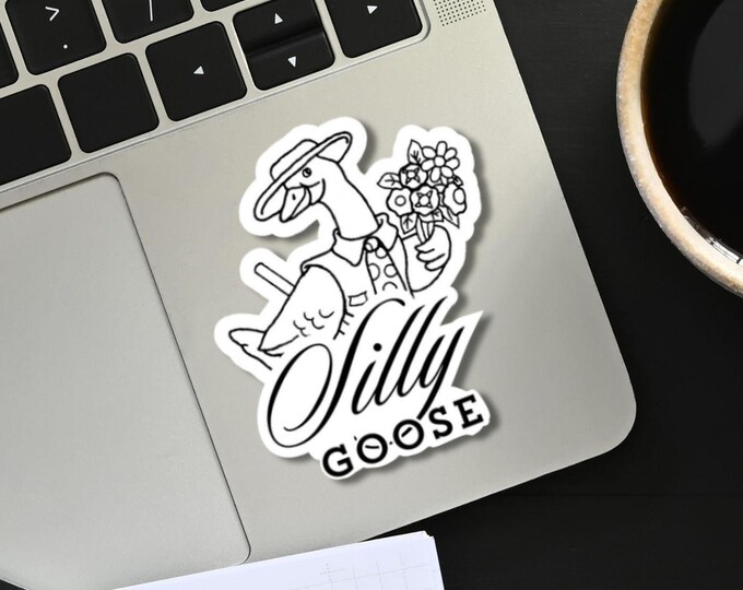 Silly Goose Sticker - Funny Goose Sticker - Quirky College Vibes - Cute Goose Decal for Laptops, Water Bottles, Notebooks - 002