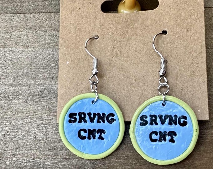 Serving Cunt Dangle Earrings | Handmade Polymer Clay