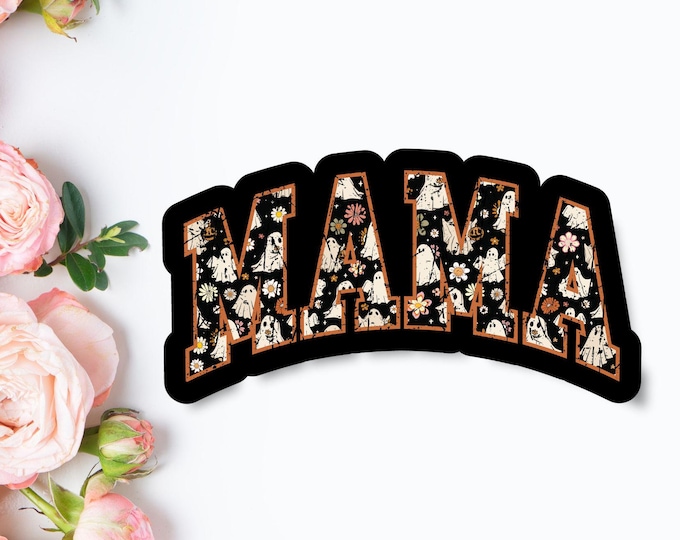 Spooky Mama Halloween Sticker - Ghost Floral Mama Decal - Halloween Sticker - Halloween Mom Gift - Cute Ghost Sticker - Mama Sticker