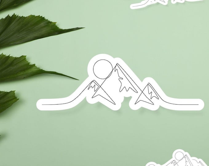 Mountain Vinyl Sticker - Mountain Line Art - Minimalist Adventure Decal - 003