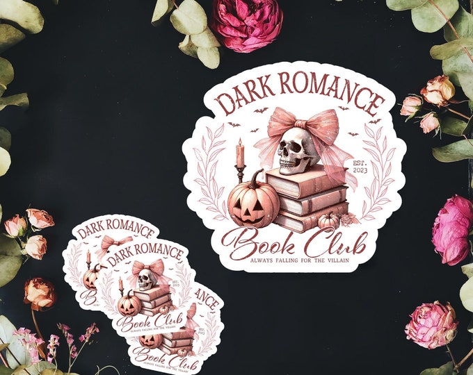 Dark Romance Book Club Coquette Sticker - Fall Spooky Decal - Gothic Aesthetic - Cozy Halloween Vibes - Villain Lover - Laptop Sticker