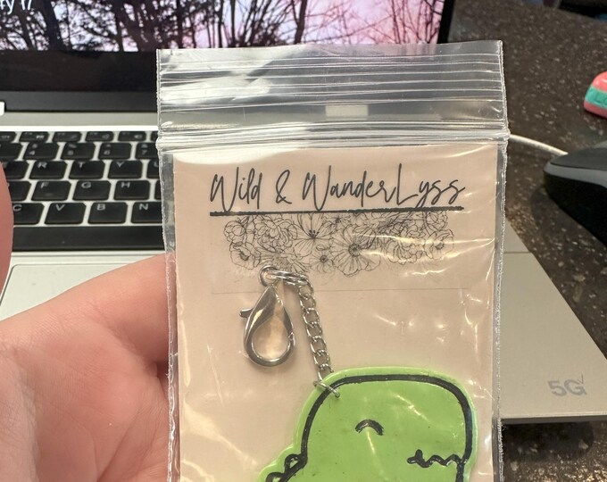 T-Rex Dino Love Keychain | Handmade Polymer Clay
