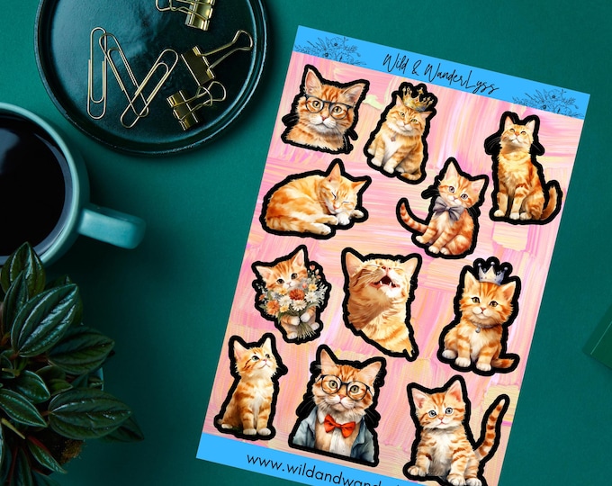 Orange Cat Vibes Sticker Sheet (5 x 7)