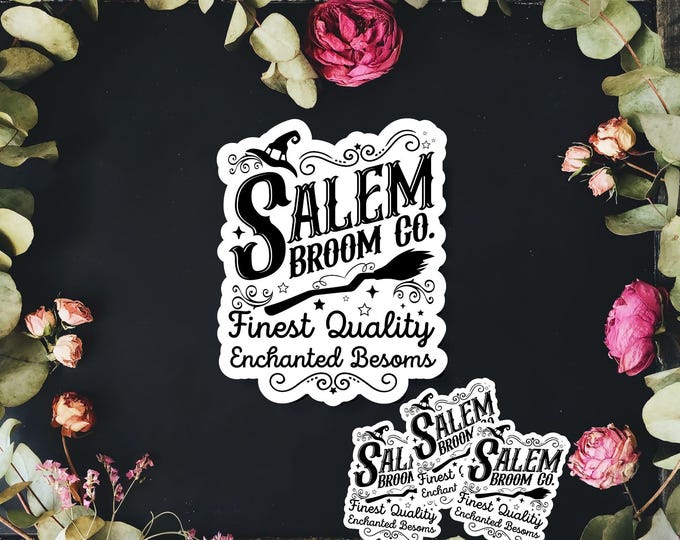 Salem Broom Company Sticker – Vintage Witchy Potions and Elixirs Design - Halloween Aesthetic - Cozy Gothic Sticker- Laptop Sticker