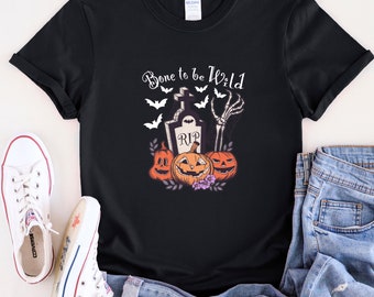 Cute Skeleton Halloween Shirt, Pumpkin Halloween shirt, Pumpkin Shirt, Fall shirt, Spooky Season T-Shirt, Fall Shirts for WomenSkeleton 8
